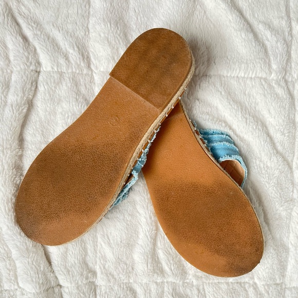 Women's Casual Light Blue Fabric Strap Flip Flops - Picture 2 of 2